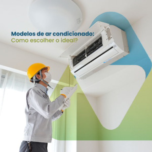 Imagem de um refrigerista analisando um ar-condicionado, o texto 'Manutenções preventivas em ar condicionado para empresas' e a logo da empresa Valttec